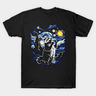 Starry Night Inspired Raccoon Gift Men Women Funny Raccoon T-Shirt